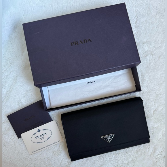 Prada Handbags - ❌SOLD❌Prada Black Nylon Snap Wallet Like New with Authenticity Card & Box